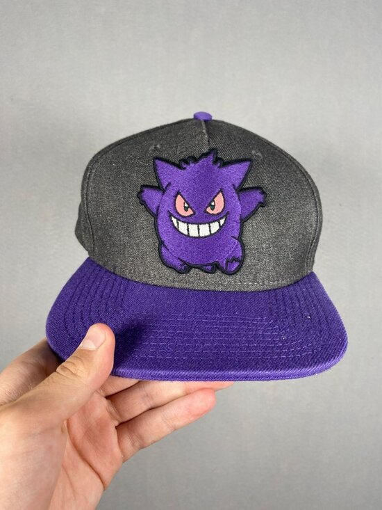 Pokemon Other - Pokemon Gengar Snapback Hat Gray & Purple Adjustable Cap One Size Fits Most